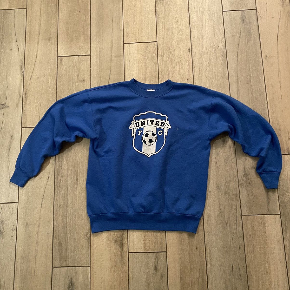 Nike Vintage 90s Blue Soccer United FC Center Logo Crewneck M | Grailed