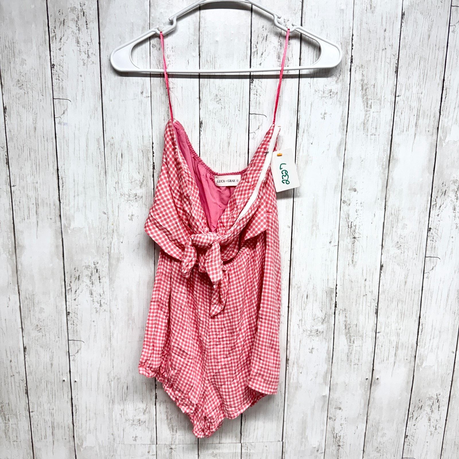 Other Luca + Grae Romper Small Gingham Plaid Tie Front Sleeveless Size 27" / US 4 / IT 40 - 1 Thumbnail