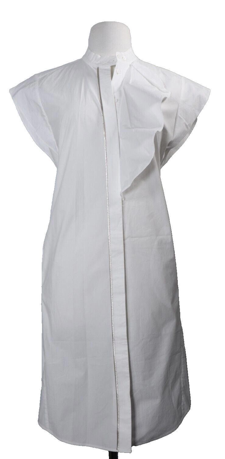 Designer Luisa Cerano US4 White Poplin Shirt Dress Button Up Mini Size S / US 4 / IT 40 - 1 Thumbnail
