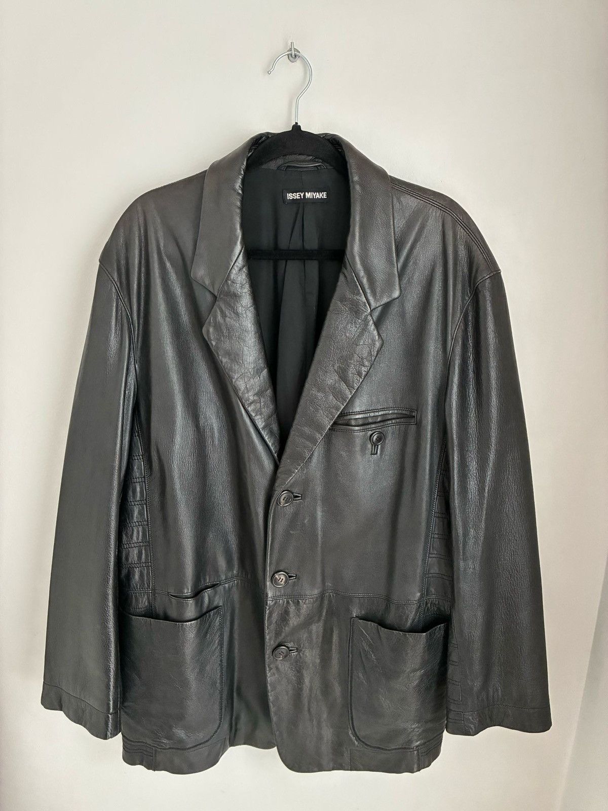 Issey Miyake Iconic Archive 90s Leather Jacket Japan rare