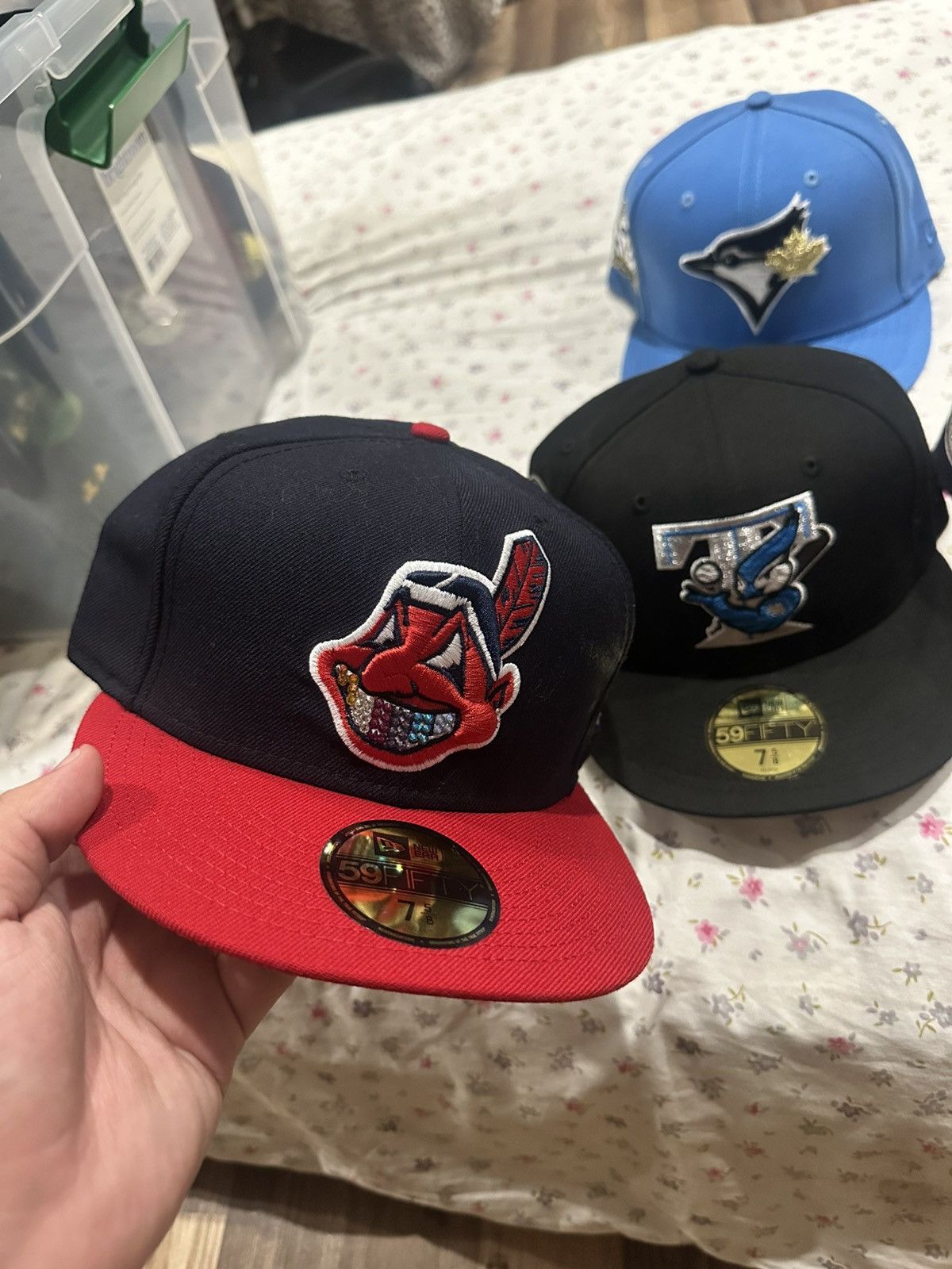 Hat Club Wahoo Fitted 7 5/8 Navy Blue with Grills Size ONE SIZE - 1 Preview