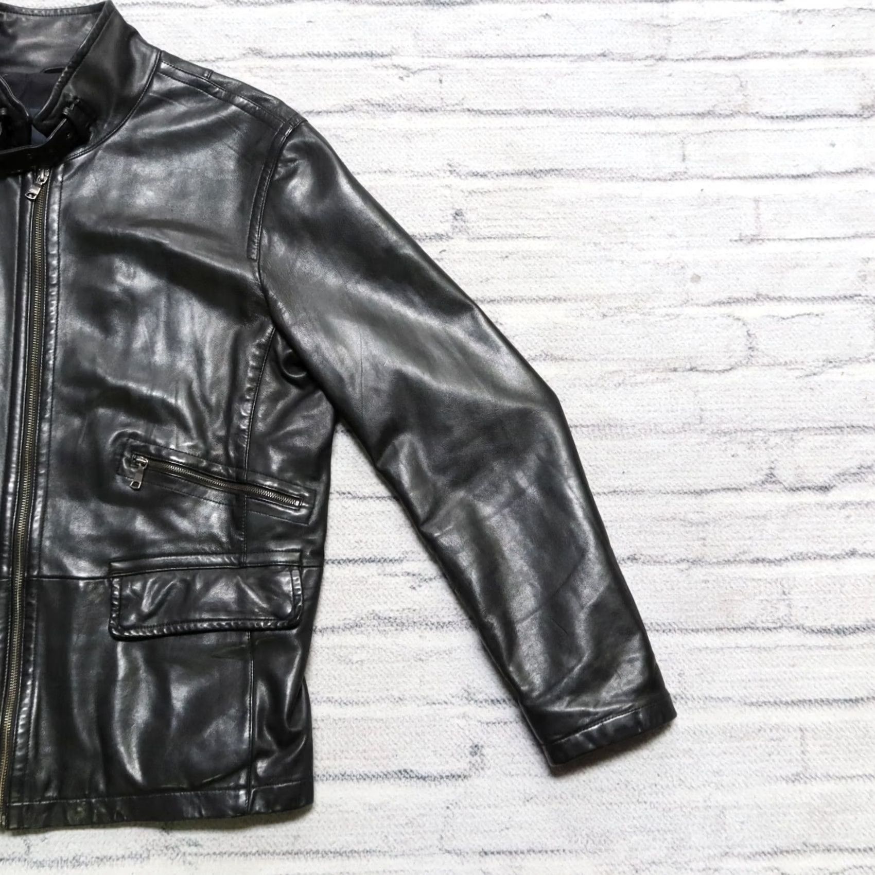 Banana Republic Banana Republic Leather Jacket Men Jacket M Black Vintage Motorcycle Cafe Racer Vtg Womens Mens Size US M / EU 48-50 / 2 - 5 Thumbnail