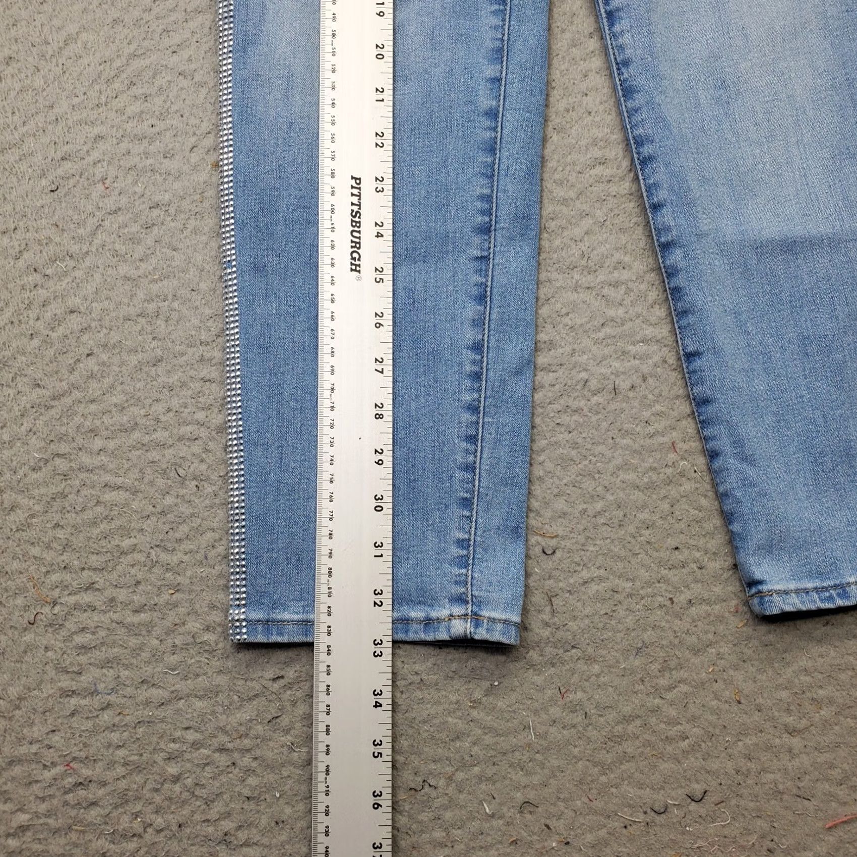 Denime Skinnygirl Womens Size 24 Jeans Blue Denim Faded Rhinestone Straight Leg Celeste Ankle Jeans Size 42" / US 20 - 3 Thumbnail