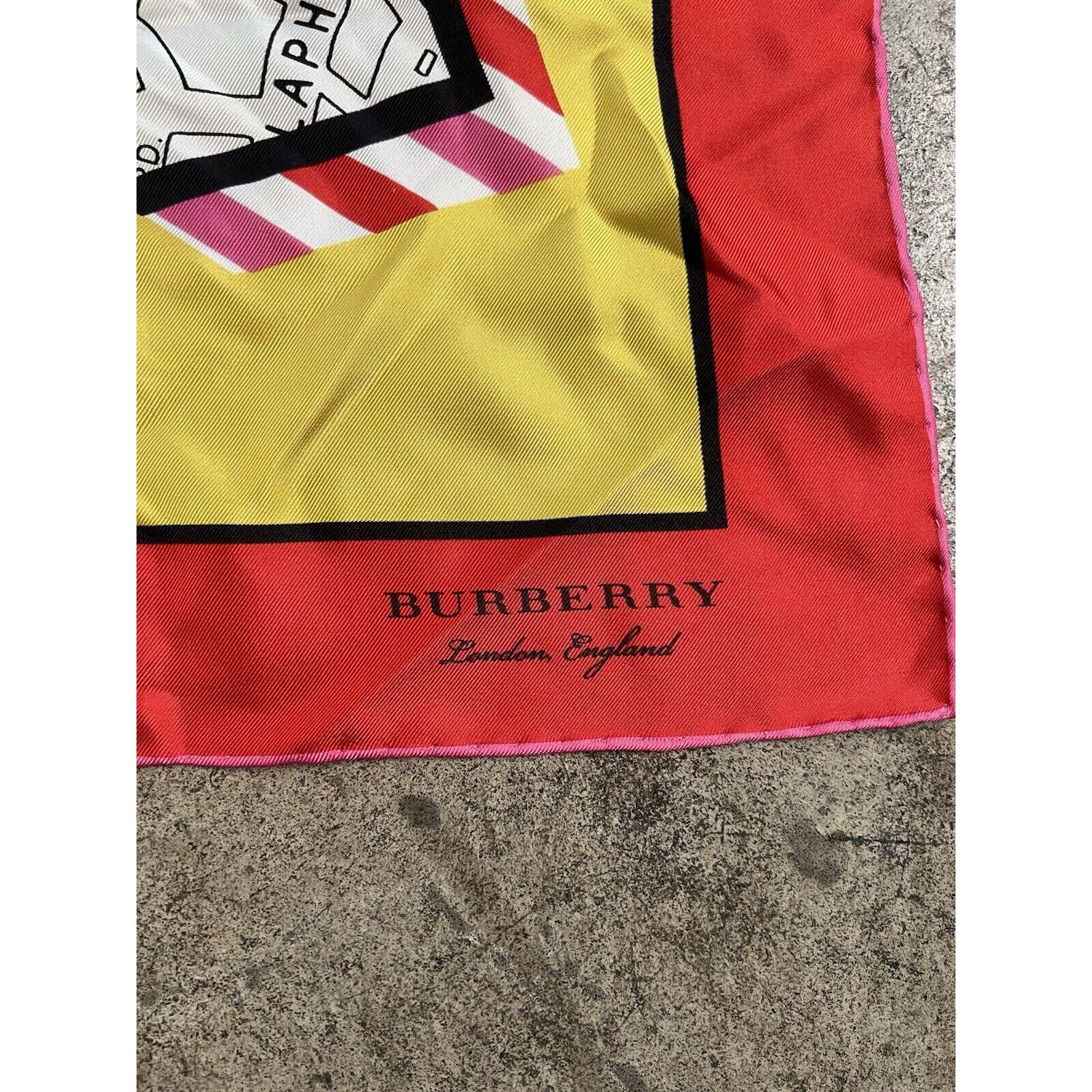 Burberry Burberry Women Scarf 100% Silk NWT Multicolor London Printed Size ONE SIZE - 3 Thumbnail