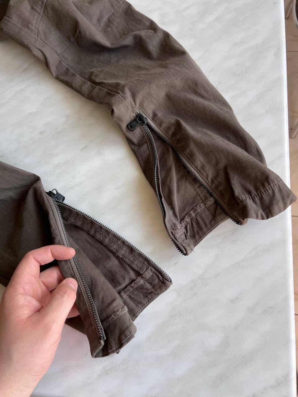 Diesel × Vintage DIESEL Vintage Y2K Belt Flare Low waist pants khaki zip down Size 25" / US 0 / IT 36 - 4 Thumbnail