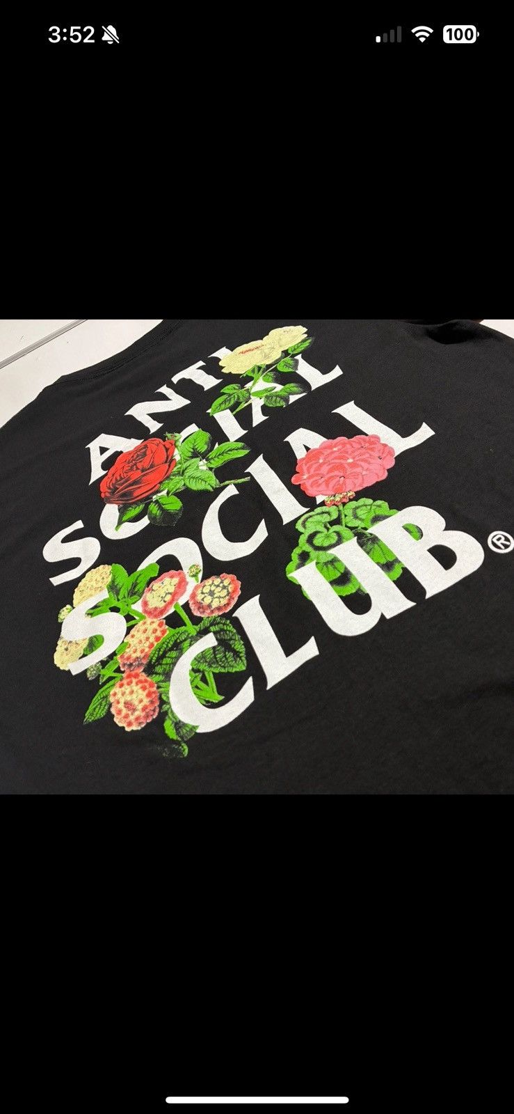 Anti Social Social Club Anti Social Social Club Floral Logo Black (M) Graphic Tee Size US M / EU 48-50 / 2 - 3 Thumbnail