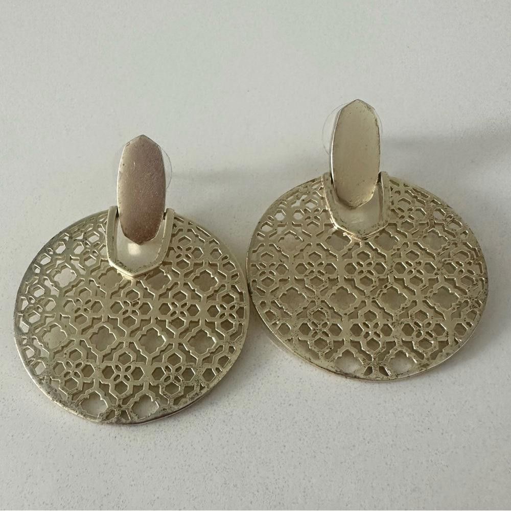 Kendra Scott Kendra Scott Diane Gold Statement Filigree Round Earrings Size ONE SIZE - 3 Thumbnail