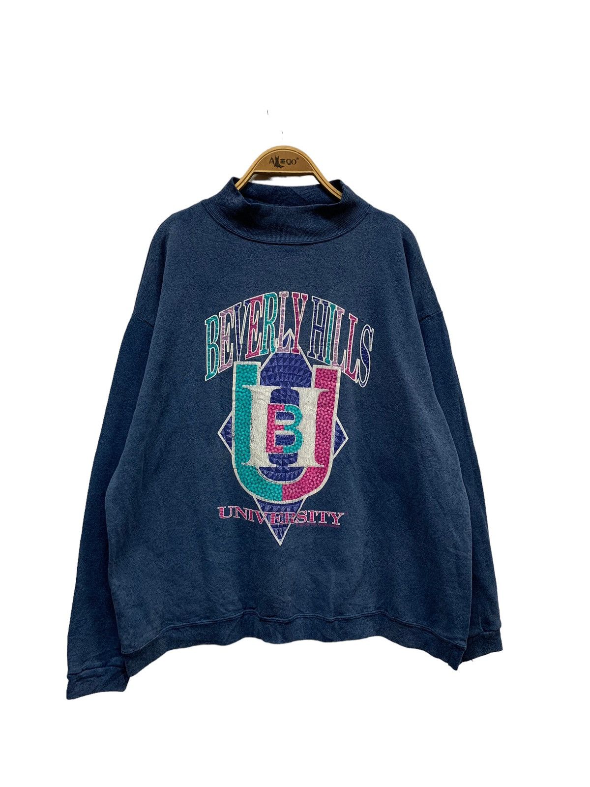 image of American College x Beverly Hills 90’S Vintage Beverly Hills University Sunfaded in Blue (Size Large