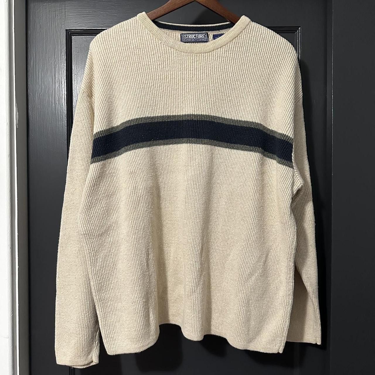 Structure × Vintage VTG 90s Structure wrap around center stripe sweater Size US L / EU 52-54 / 3 - 1 Thumbnail