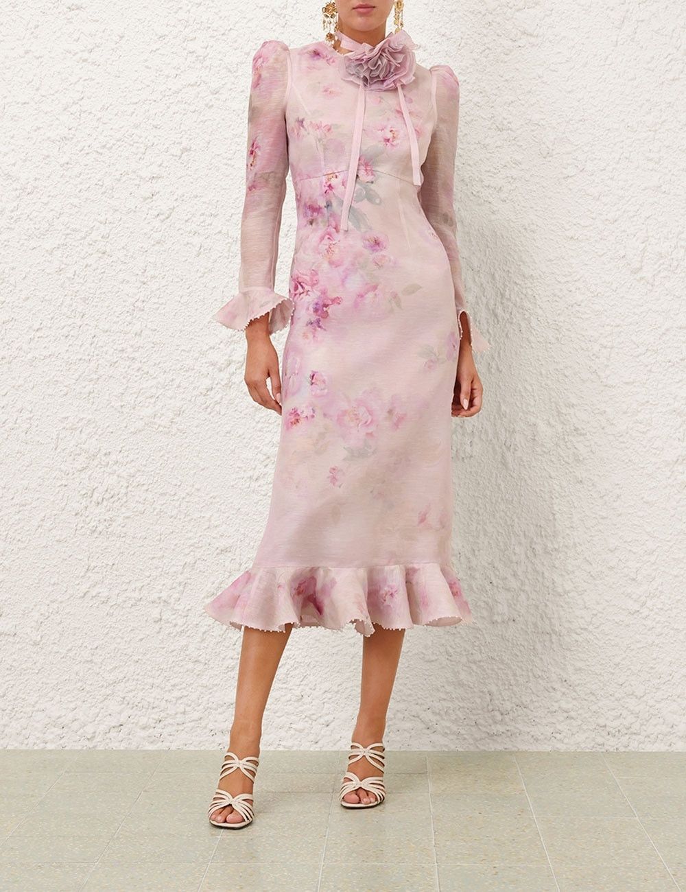 Zimmermann oc11z1025 Crush Flower Midi Dress in Multicolor Size S / US 4 / IT 40 - 2 Thumbnail