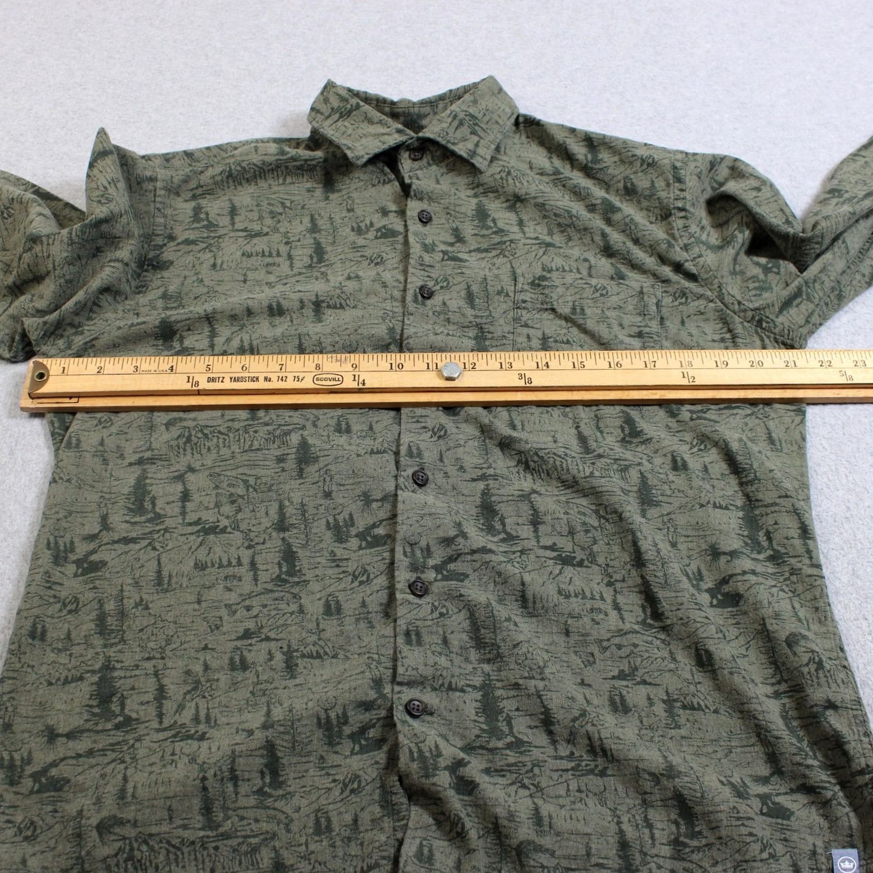 Peter Millar Peter Millar Shirt Mens M Green Mountains Nature Trees Graphic Print Button-Up Outdoor Casual Size US M / EU 48-50 / 2 - 6 Thumbnail