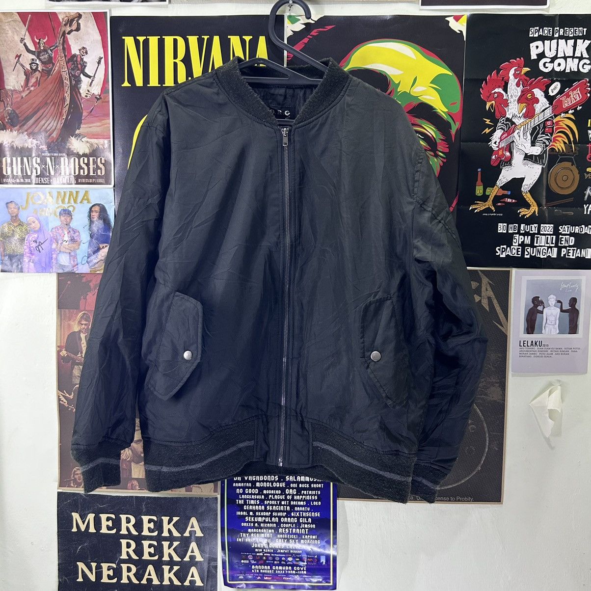 image of Vintage O.r.g Japanese Bomber Jacket in Black, Men's (Size Large)