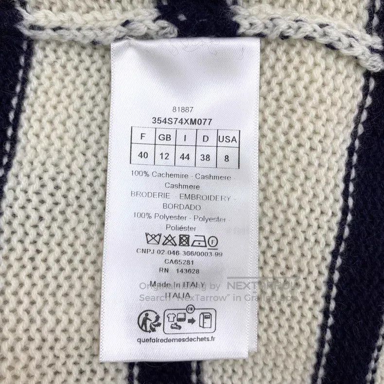 Dior Dior Colour-blocked striped letter cashmere round-neck lon Size S / US 4 / IT 40 - 6 Thumbnail