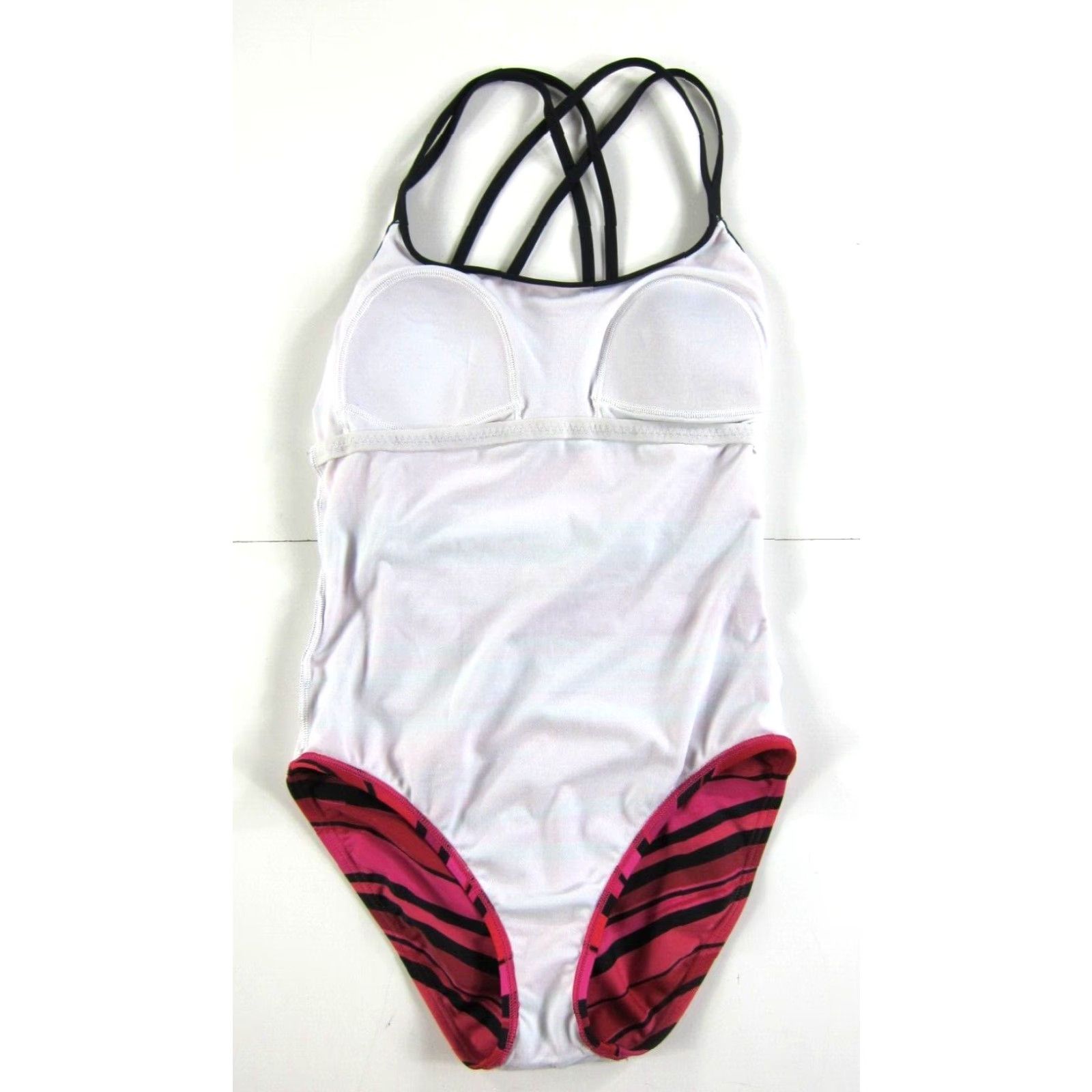 Speedo Speedo Swimsuit Women 10 Racerback One Piece Pink Black Stripe Striped Athletic Beach Sports Womens Size ONE SIZE - 7 Thumbnail