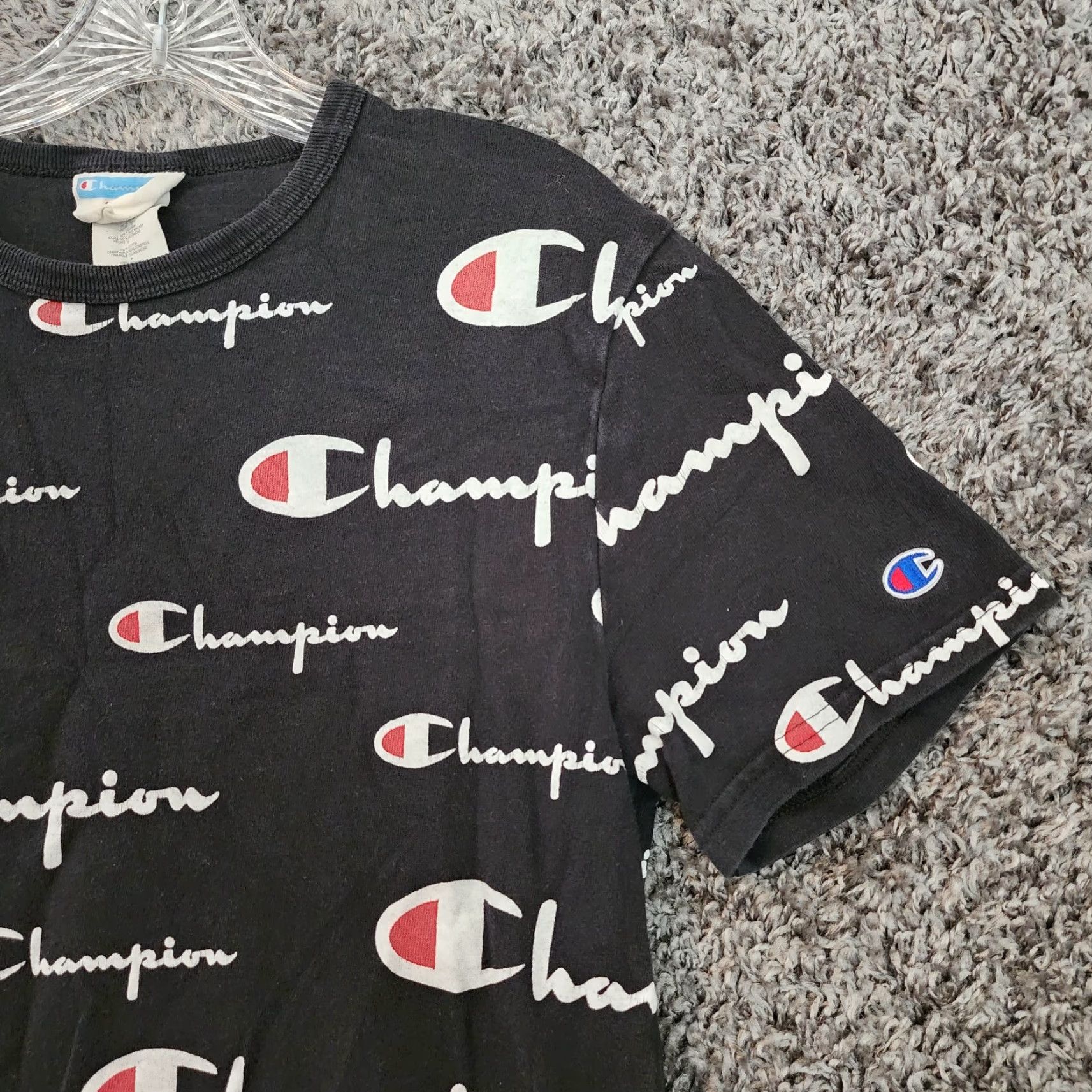 Champion Champion Tee Shirt Black Short Sleeve Logo Printed Men S Size S Size US 29 - 3 Thumbnail