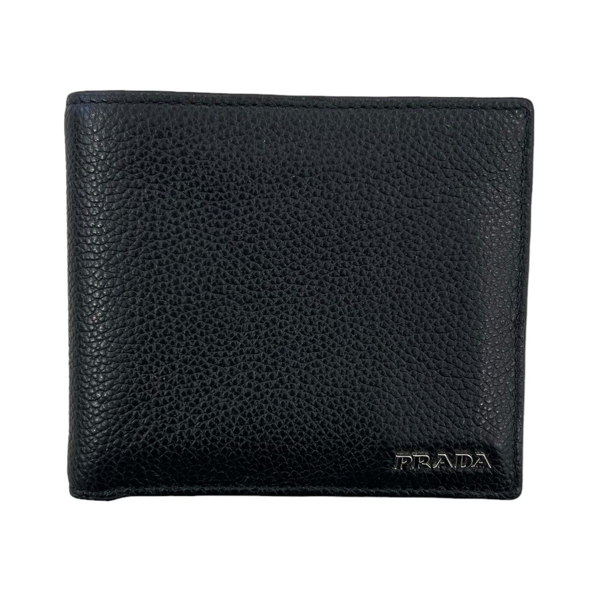 image of Prada Leather Bifold Wallet in Black, Men's