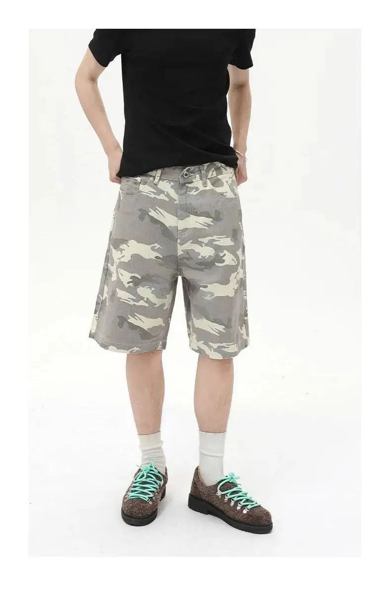 Japanese Brand Light Camo Baggy Denim Shorts Size US 34 / EU 50 - 5 Thumbnail
