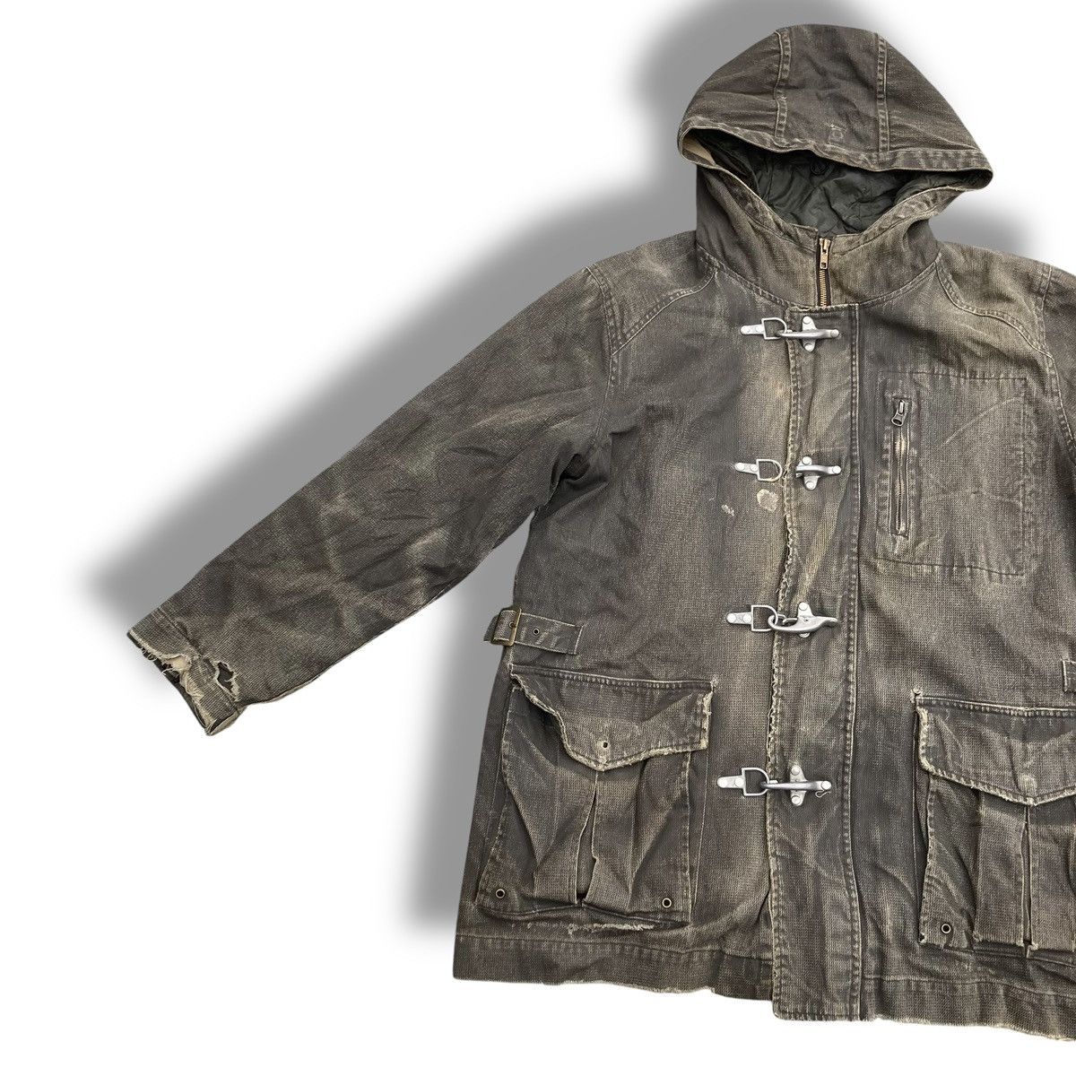 Le Grande Bleu (L.G.B.) 🇯🇵 ALL THE WAY WASHED DENIM DISTRESSED DESTROYED PARKA JACKET Size US M / EU 48-50 / 2 - 3 Thumbnail