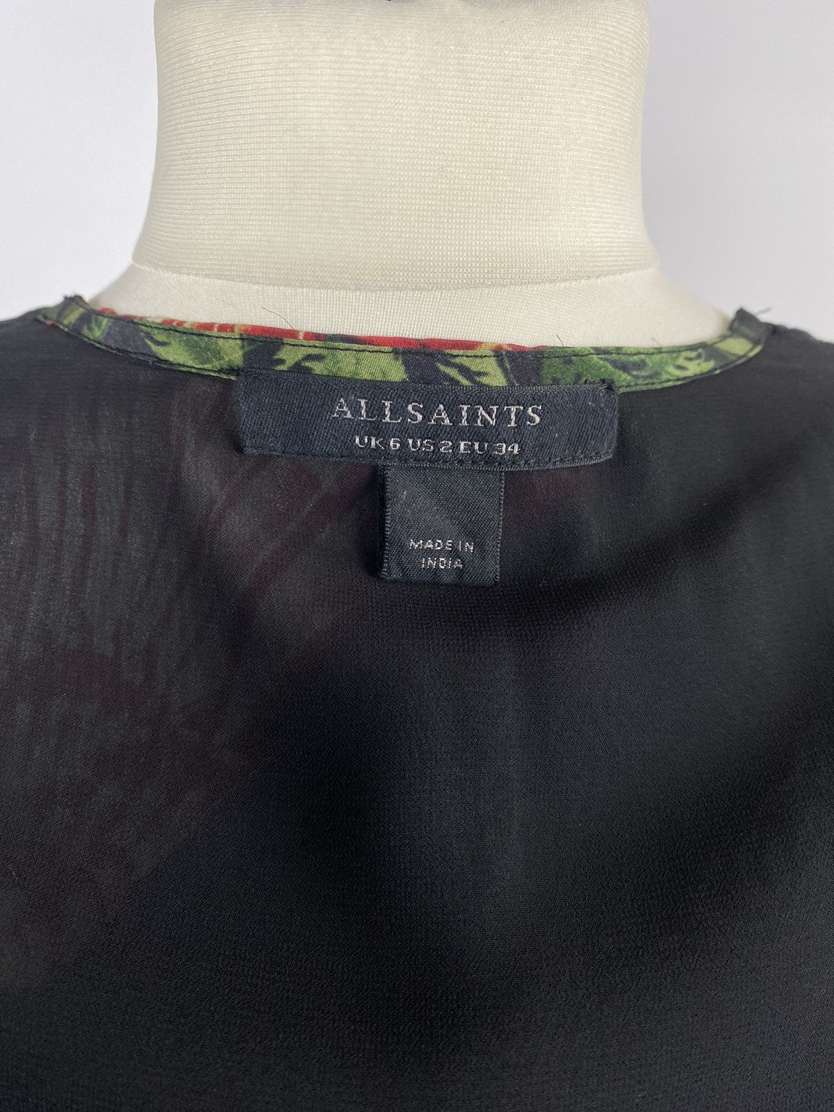 Allsaints × Designer Allsaints Delana Swoop Dress Maxi Floral Pattern Pleated Size XS / US 0-2 / IT 36-38 - 23 Thumbnail