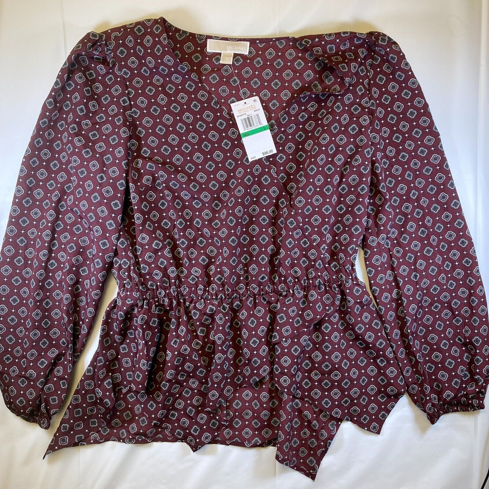 Michael Kors Michael Kors Merlot Wrap Top Printed Foulard Surplice Large Size L / US 10 / IT 46 - 1 Thumbnail
