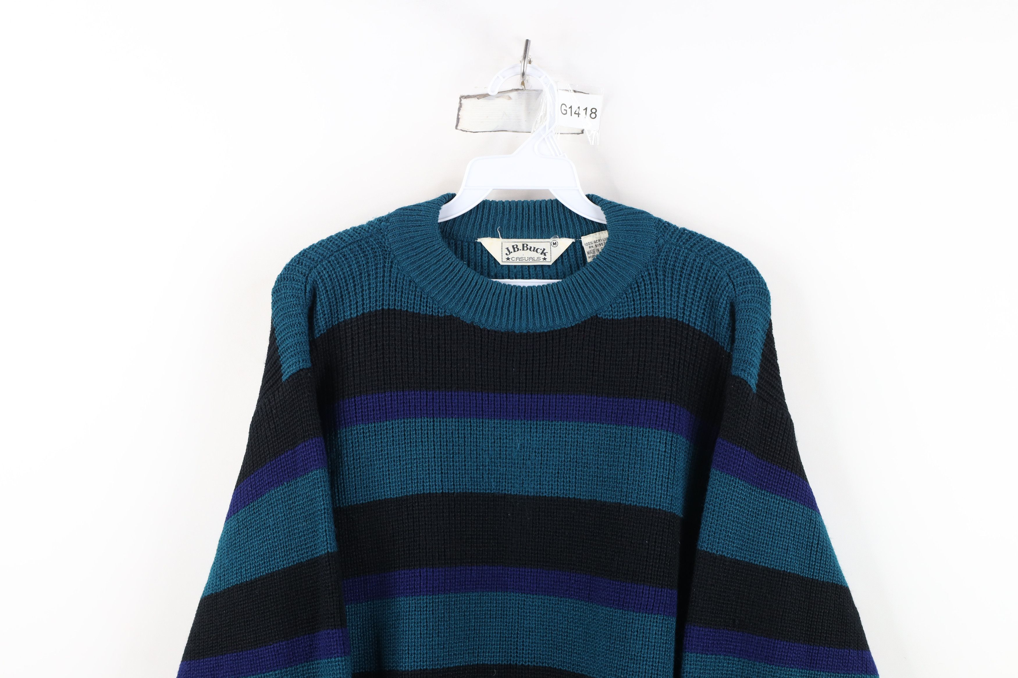 Vintage Vintage 90s Streetwear Block Ribbed Knit Crewneck Sweater Size US M / EU 48-50 / 2 - 2 Thumbnail