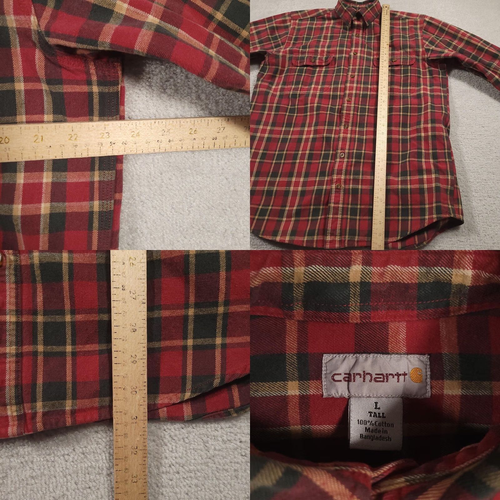 Carhartt VINTAGE Carhartt Shirt Mens LT Red Plaid Flannel Long Sleeve Button Front Size US L / EU 52-54 / 3 - 8 Thumbnail
