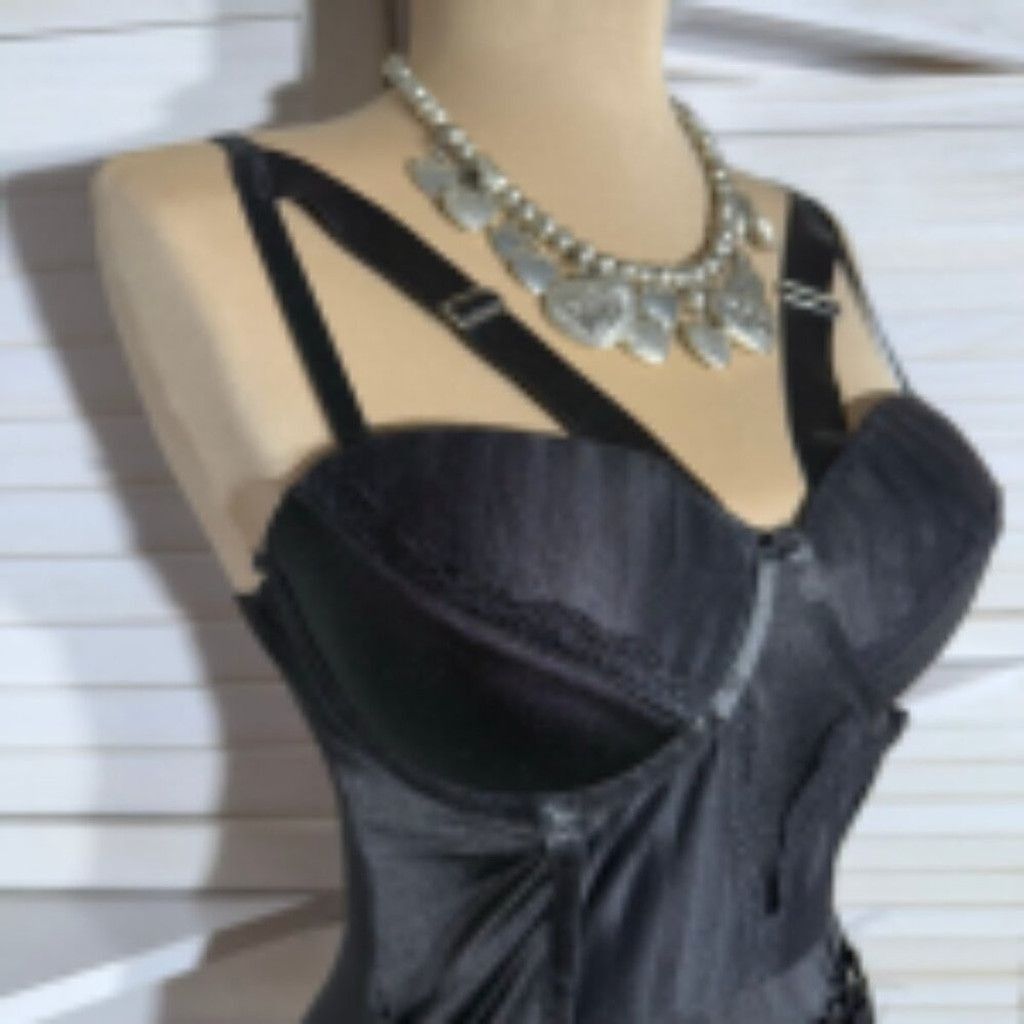 Vintage Buckle Corset Mesh Top Gothic Style Body-Hugging Black L Size L / US 10 / IT 46 - 6 Thumbnail