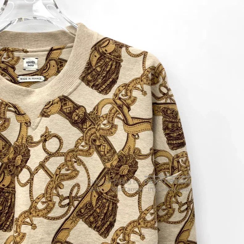 Hermes Hermes Yellow chain intarsia cotton long sleeve knitted pu Size XXS / US 00 / IT 34 - 3 Thumbnail