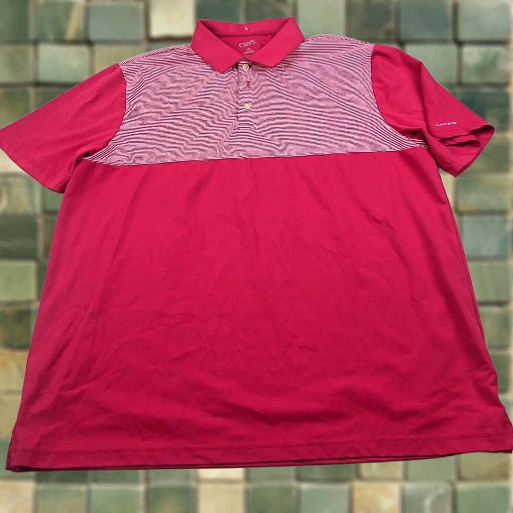 Chaps Chaps Golf Shirt Large Pink Mens Golf Short Sleeve Button Polo Size US L / EU 52-54 / 3 - 1 Thumbnail
