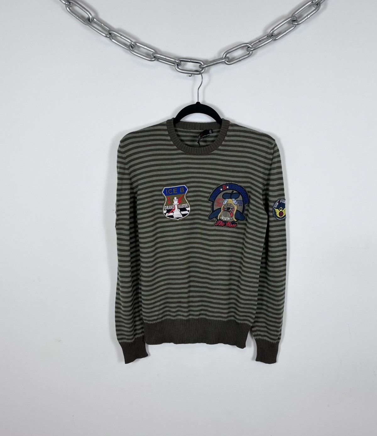 Iceberg Vintage Ice B Iceberg Men’s AirForce Khaki Wool Sweater Size US S / EU 44-46 / 1 - 1 Thumbnail