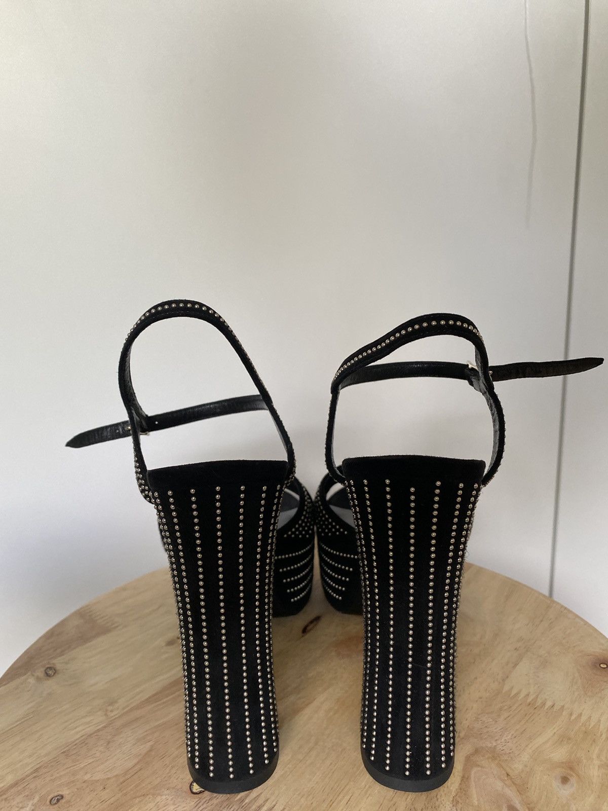 Saint Laurent Paris Saint Laurent Suede Studded Candy 80 Platform Sandals Black Size US 9 / IT 39 - 4 Thumbnail