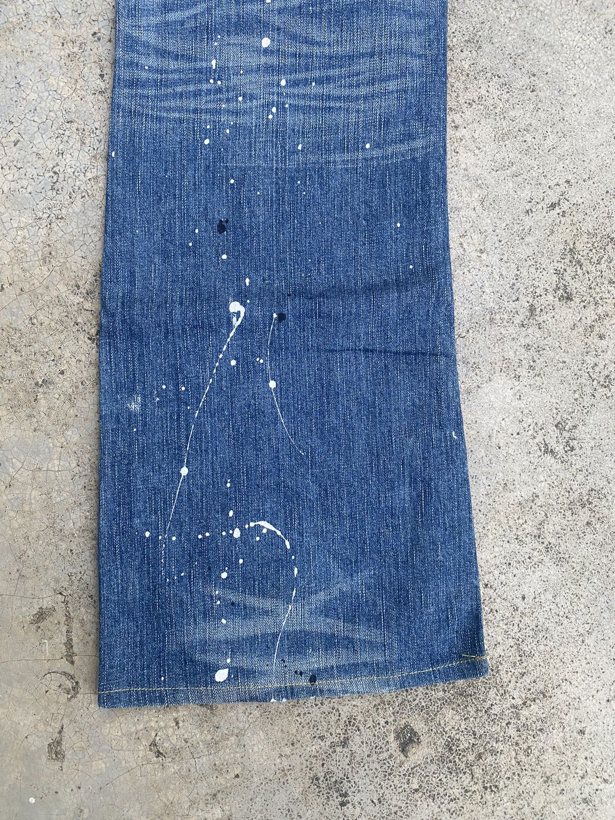 Edwin × Vintage Flare Jeans Edwin Blue Trip Distressed Painted Bootcut Size US 35 - 16 Thumbnail