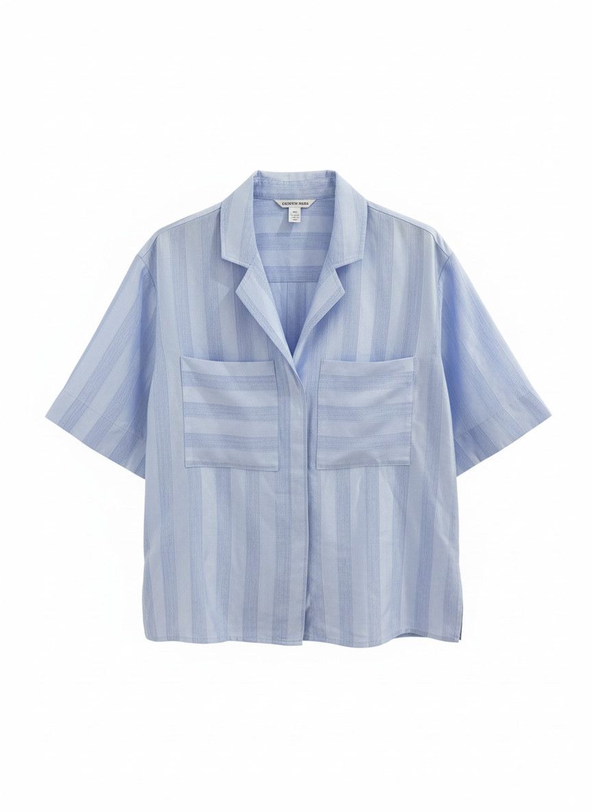 Country Road COUNTRY ROAD Light Blue Striped Short Sleeve Button Up Shirt Size US M / EU 48-50 / 2 - 1 Thumbnail