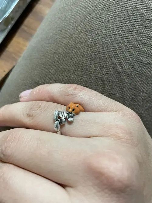 Jewelry Chipmunk Eat Seed Adjustable Ring Size ONE SIZE - 1 Thumbnail