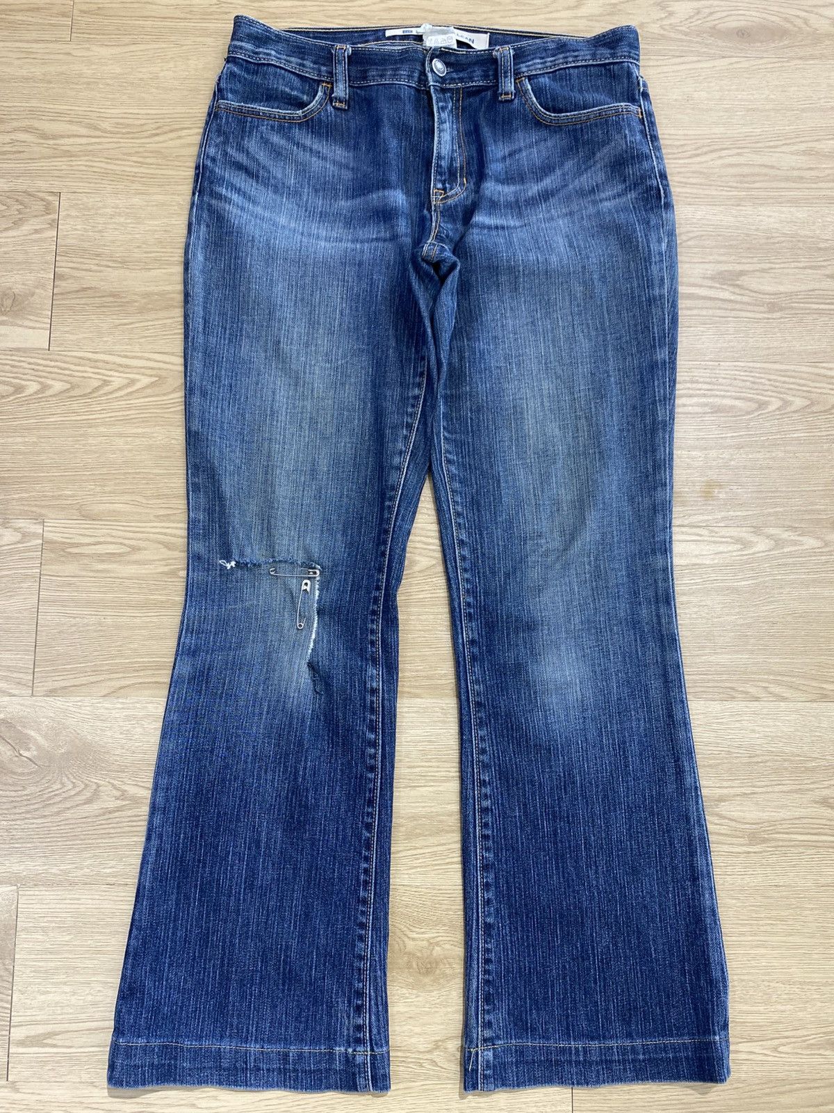 Gap GAP Blue Wash Style Ribbed Flare Jeans Size US 30 / EU 46 - 1 Thumbnail
