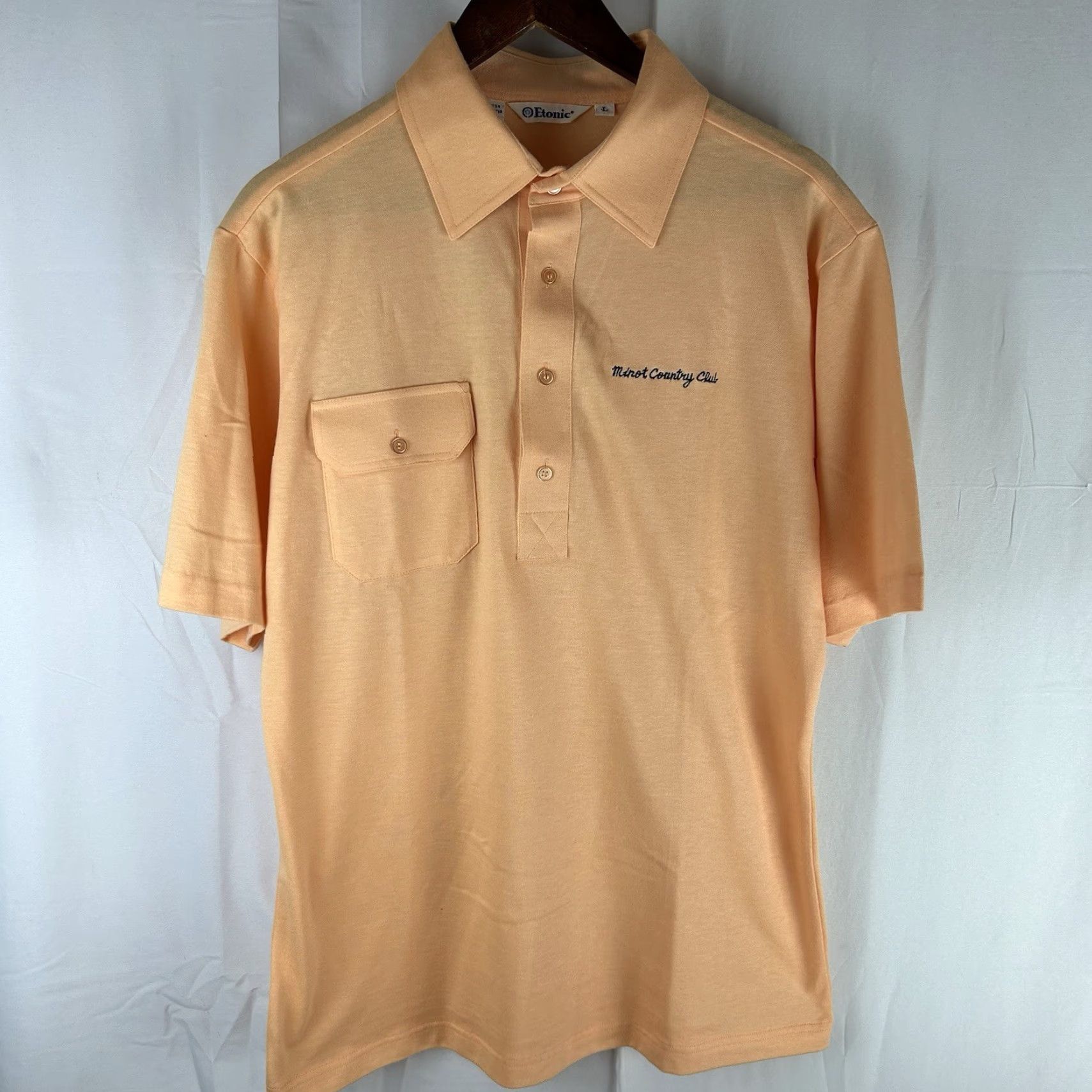 Vintage VTG Entonic Golf Polo Mens Large Orange Peach Minot Country Club 70s 80s Size US L / EU 52-54 / 3 - 2 Thumbnail