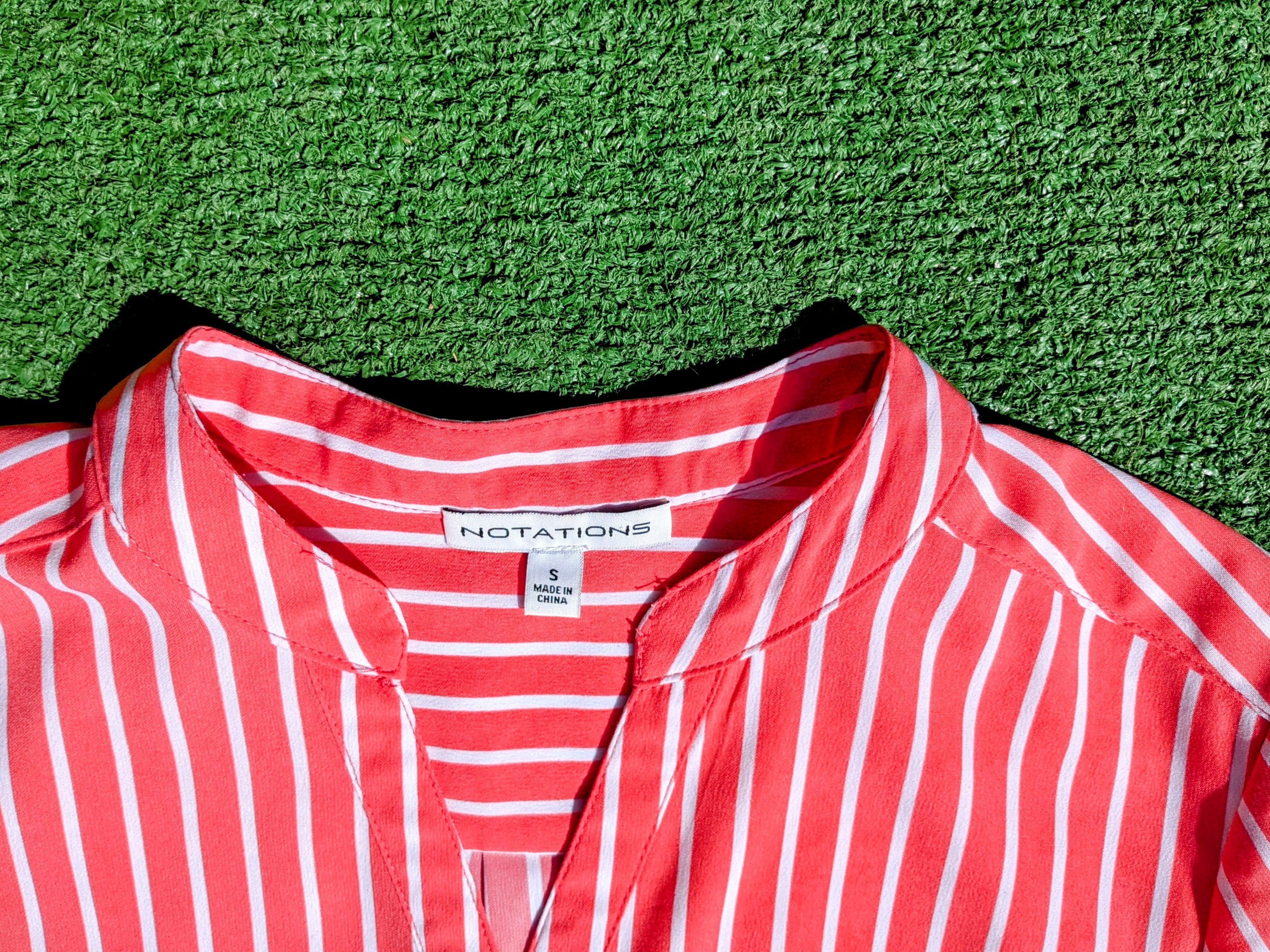 Designer Notations Summer Orange Pinstriped Button Down Blouse Shirt Size S / US 4 / IT 40 - 5 Thumbnail