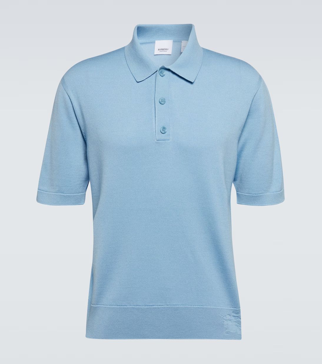 Burberry o1w1db10824 Wool And Silk Polo Shirt in Cool Denim Blue Size US L / EU 52-54 / 3 - 1 Thumbnail