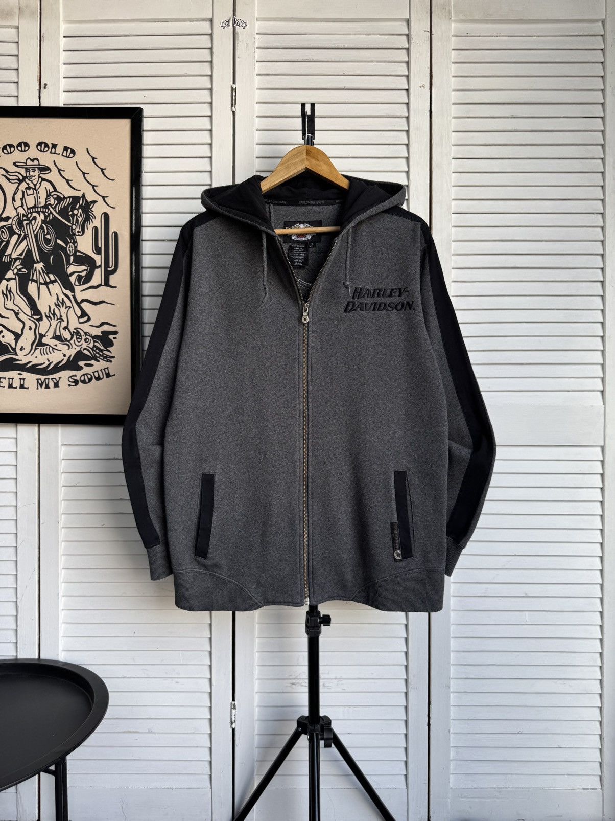 Harley Davidson Vintage Harley Davidson Big Logo Black Zip Up Hoodie Size US S / EU 44-46 / 1 - 1 Thumbnail