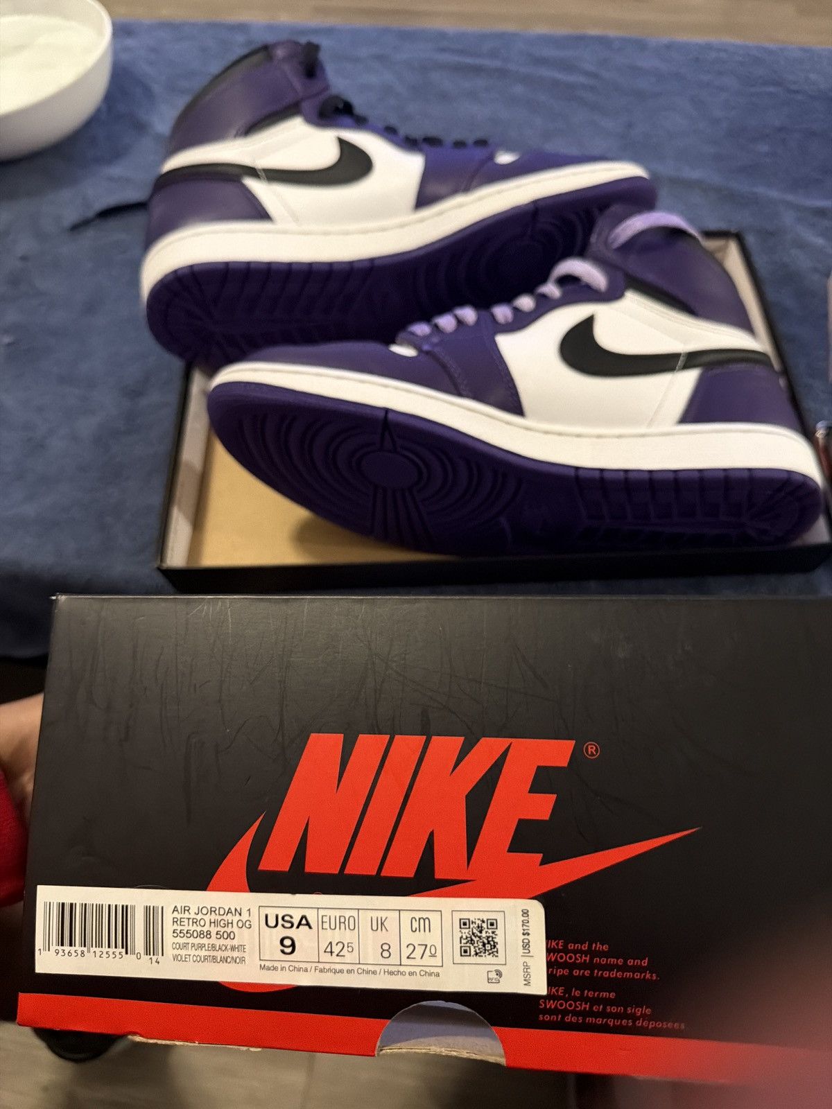 Nike Air jordan 1 court purple Size US 9 / EU 42 - 5 Thumbnail
