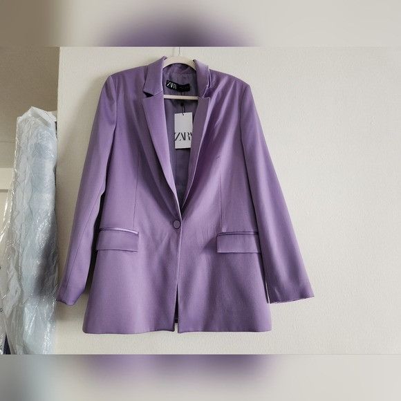 Zara Zara set blazer satin effect flare pants lilac BNWT Size M / US 6-8 / IT 42-44 - 3 Thumbnail