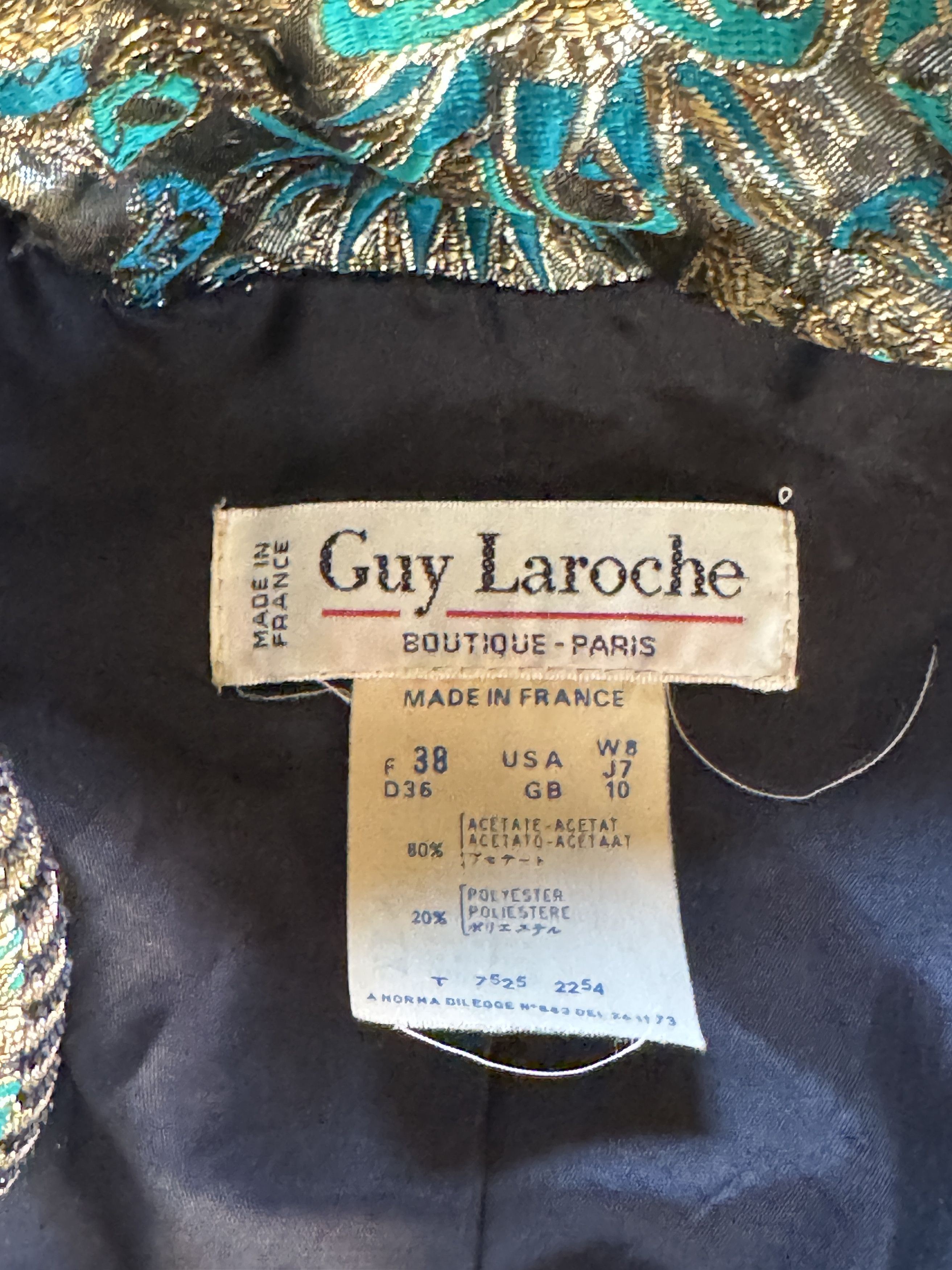 Guy Laroche Gold Brocade Vintage Jacket Size S / US 4 / IT 40 - 4 Thumbnail