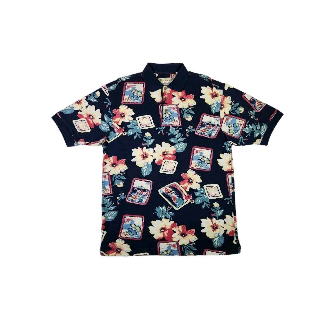 Vintage Island Fever VINTAGE Hawaiian Polo Shirt Small Blue Floral Size US S / EU 44-46 / 1 - 1 Thumbnail