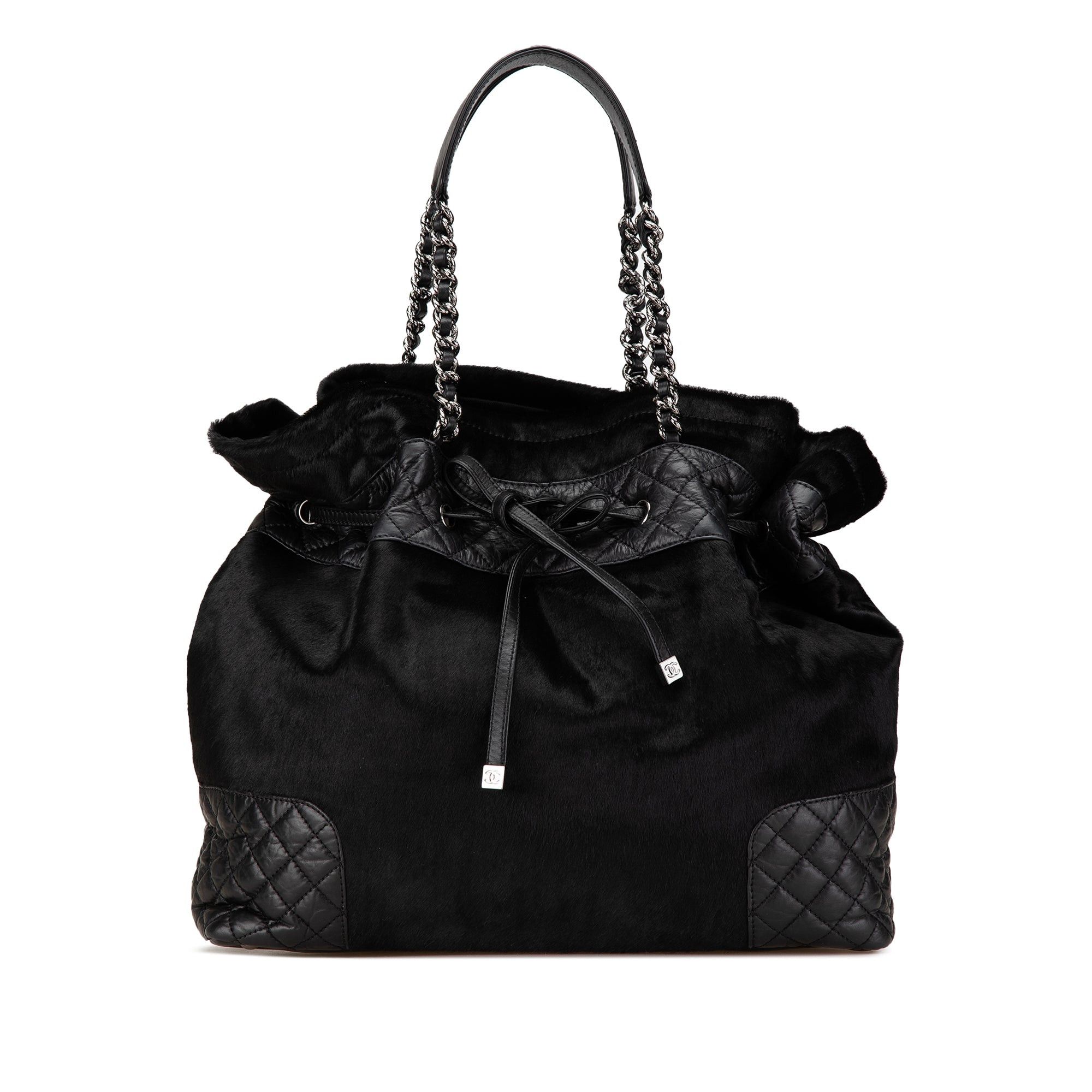 Chanel Chanel Pony Hair and Quilted Aged Calfskin Drawstring Tote Black Size ONE SIZE - 1 Thumbnail
