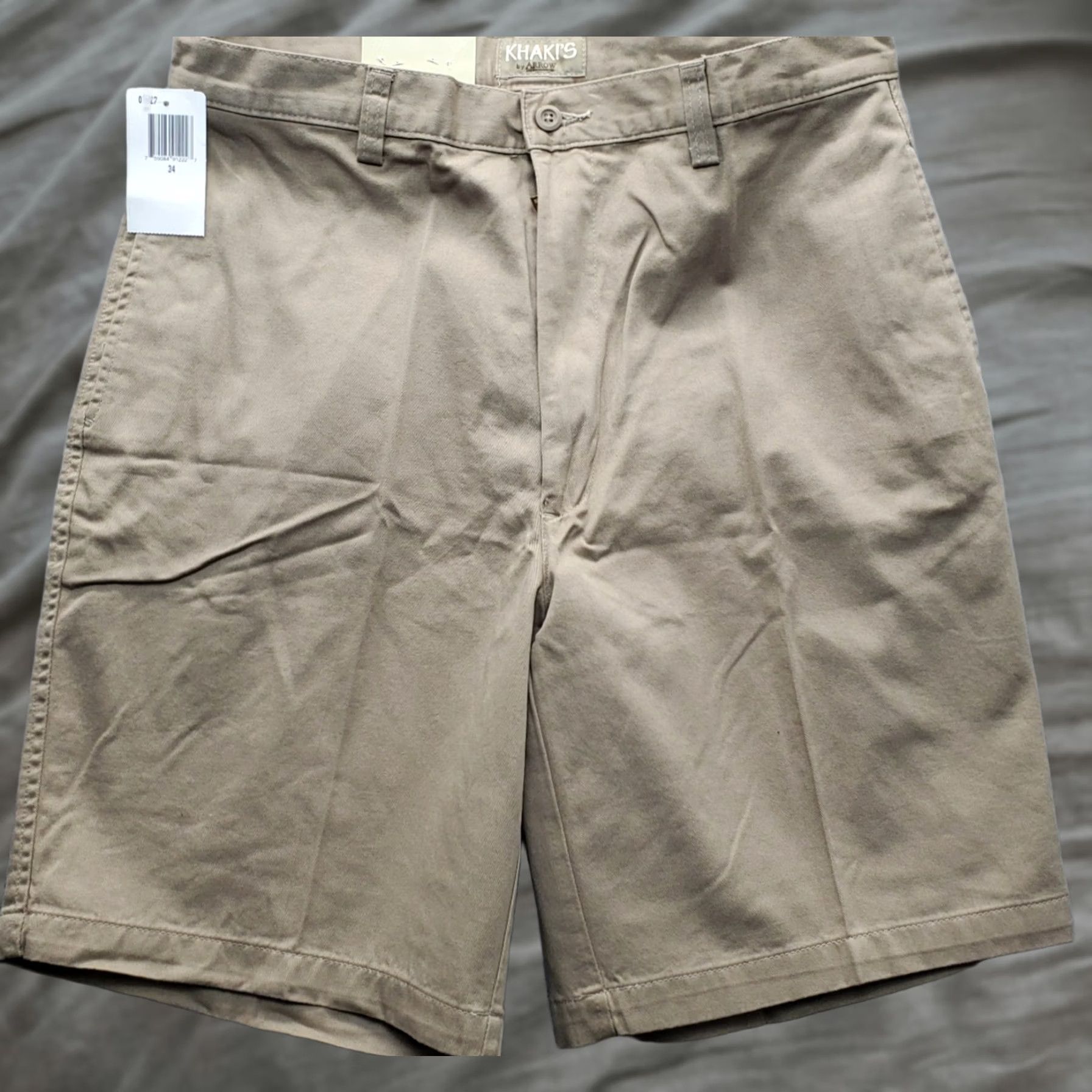 Arrow Arrow Mens Khakis Shorts 34W Brown Classic Chino Casual 100% Cotton Flat Front Pocket Mens Size 34 Brown Charcoal Wash Vintage: No Size US 34 / EU 50 - 1 Thumbnail