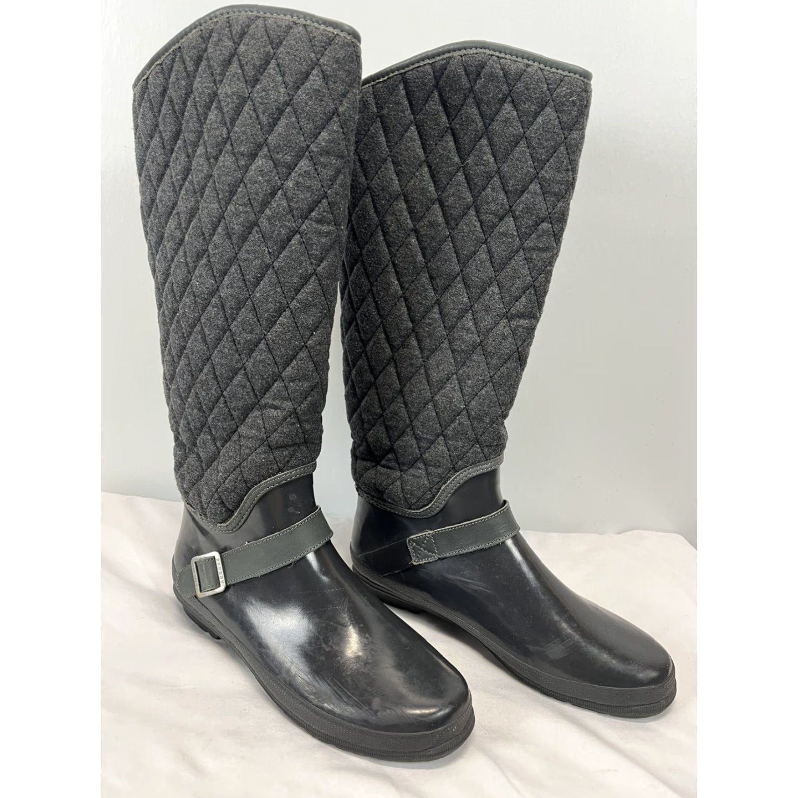 Sperry VINTAGE Sperry Top Sider Hingham Quilted Tall Rain Boots Sz 8 Gray Womens Size M / US 6-8 / IT 42-44 - 2 Thumbnail