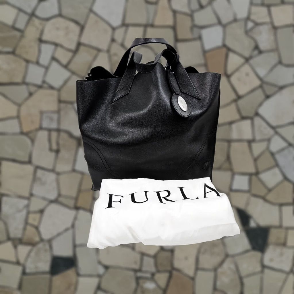Furla Furla Satchel Leather Handbag Tote Purse With Dustbag Black Double Handles Women Size ONE SIZE - 1 Thumbnail