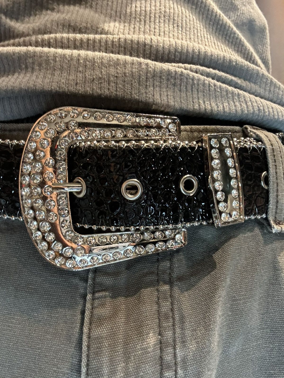 Japanese Brand × Vintage D2 - Rhinestone Studded Buckle Belt Size 30 - 4 Thumbnail