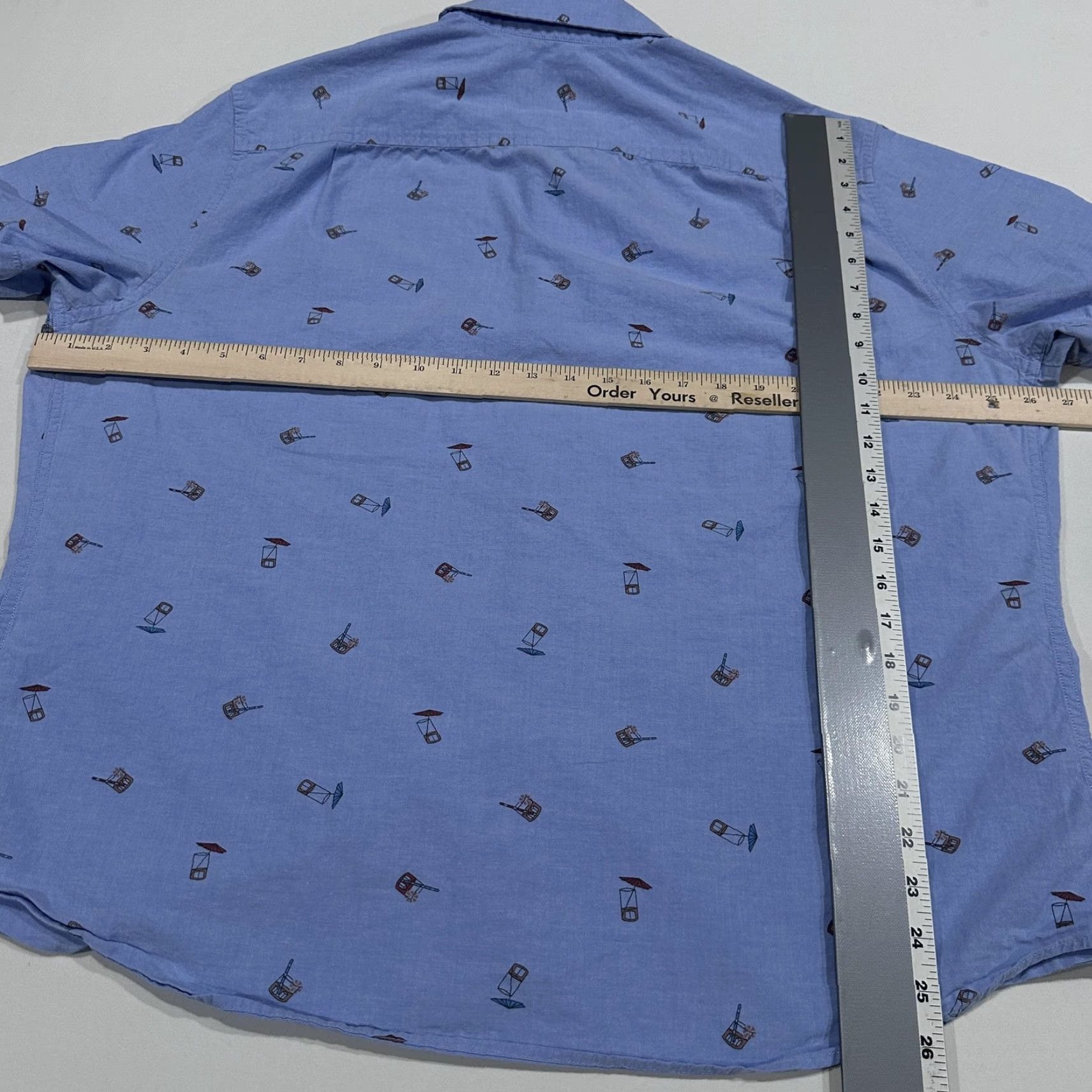 Vintage Goodfellow shirt Mens 2XL Blue Button-Up Short Sleeve Casual Vacation Happy Hour Graphic Print Collared Slim Vintage: No Size US XXL / EU 58 / 5 - 5 Thumbnail