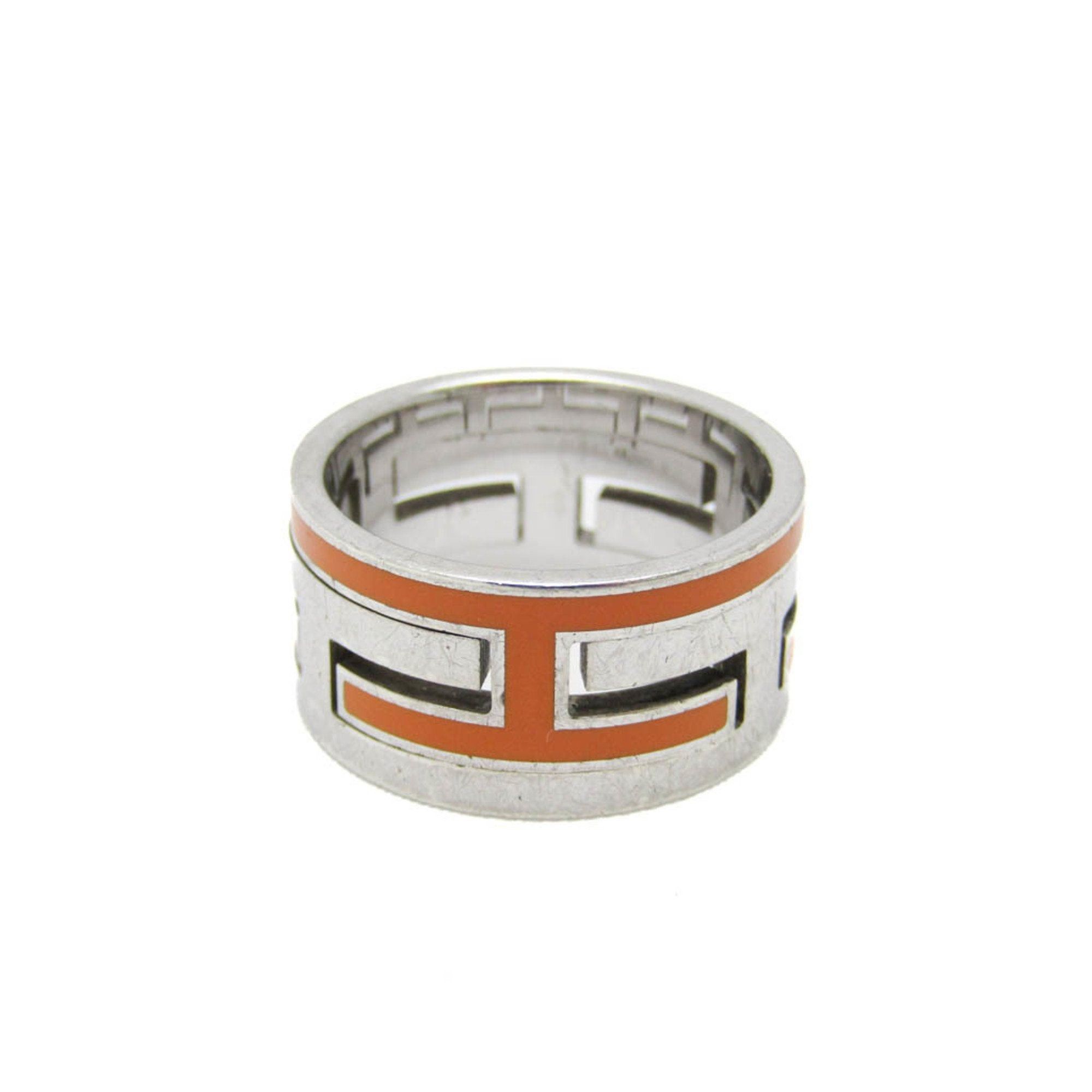 image of Hermes Move H Silver 925 Band Ring Orange,silver, Women's